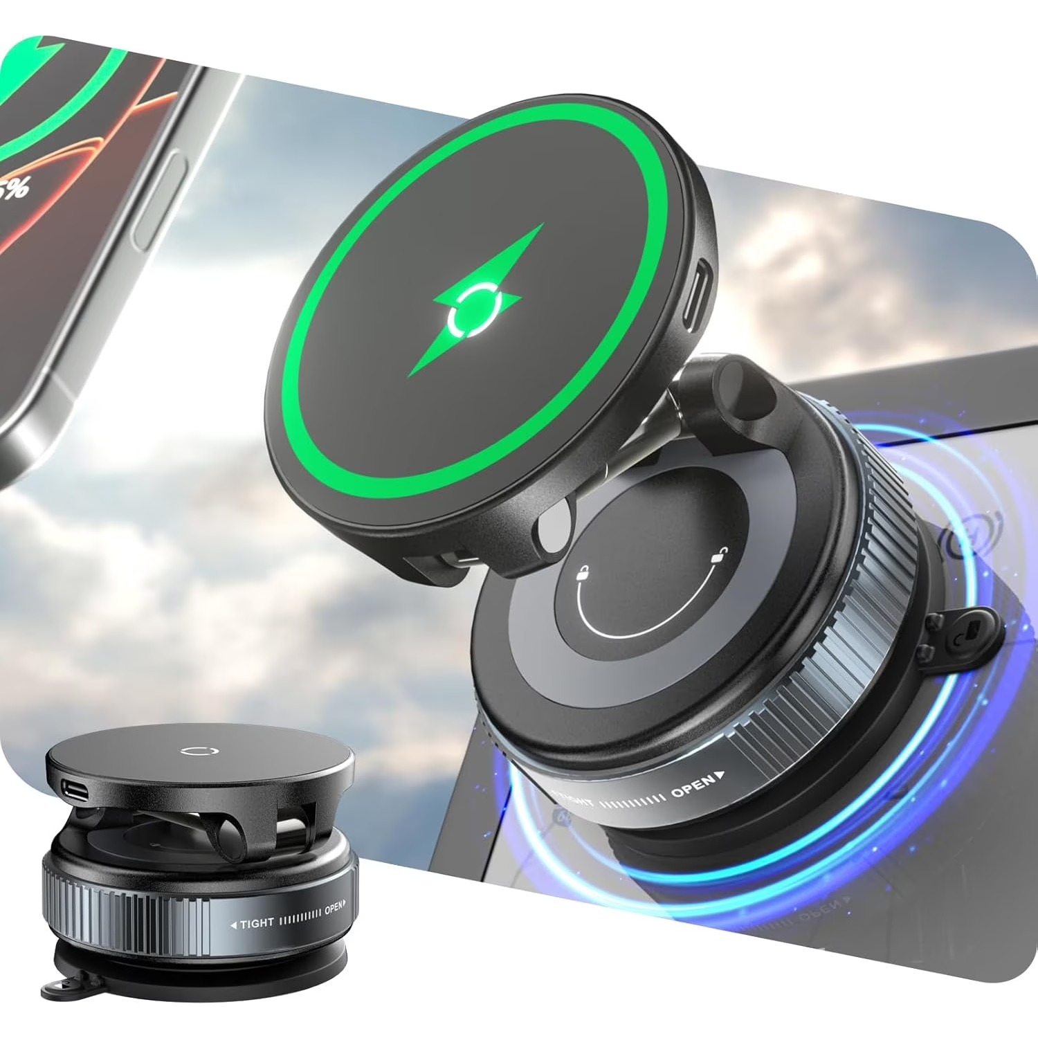 15W Kabelloses Schnell-Ladeger – Wireless Car Charger Mount Fast Charging Bewertung und Preis